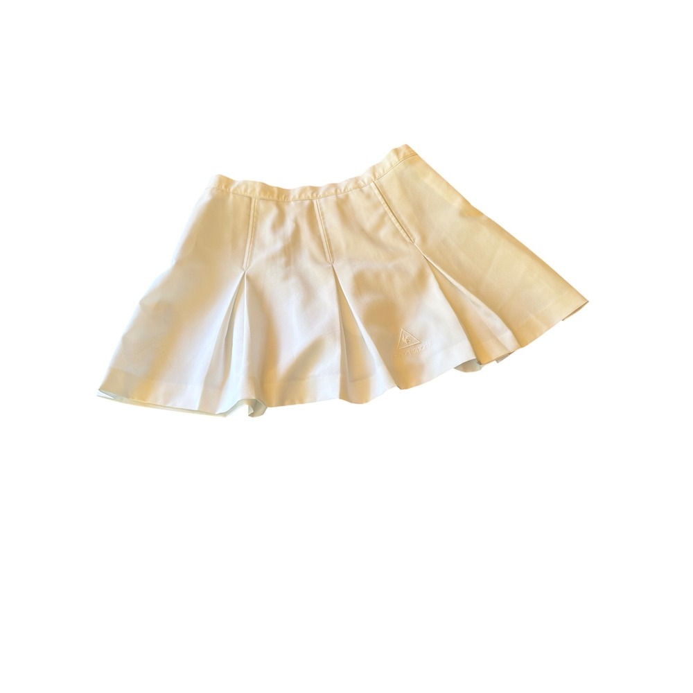 Le Coq Sportif Tennis Skirt White Vintage Pleated Athletic Mini Skirt Size 16
